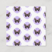 Zwarte en Paarse Moth Mandala Vierkante Visitekaartje (Achterkant)