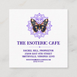 Zwarte en Paarse Moth Mandala Vierkante Visitekaartje