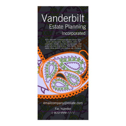 Zwarte en Paarse Paisley Rack Kaart (Voorkant)