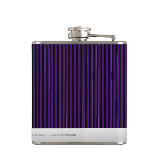 Zwarte en Paarse pin Stripe Tuxedo- Heupfles (Achterkant)