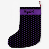 Zwarte en Paarse Polka Dots Gepersonaliseerde Cust Kleine Kerstsok (Achterkant)