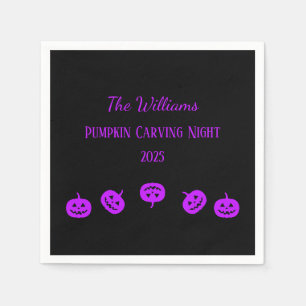 Zwarte en Paarse pompoen Carving Night Napkins Servet