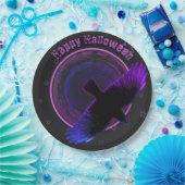 Zwarte en Paarse rij Papieren Bordje (Feest)