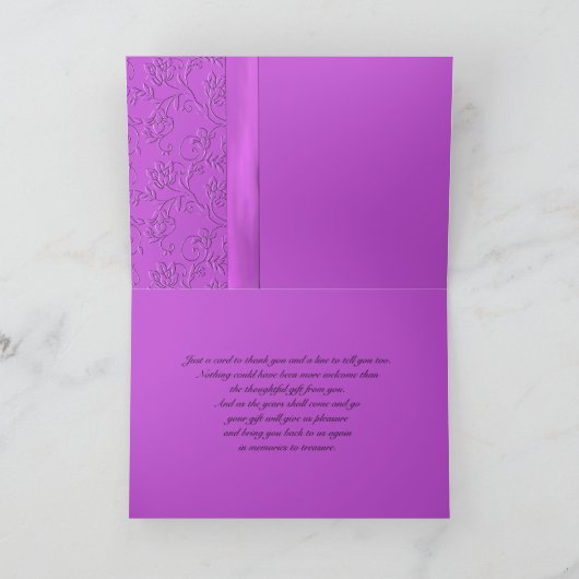 Zwarte en Paarse satijn lint - Hartelijk dank Bedankkaart (Binnen)