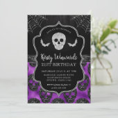 Zwarte en Paarse schedel en spinnenwebben 21e verj Kaart (Staand voorkant)