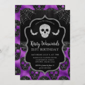 Zwarte en Paarse schedel en spinnenwebben 21e verj Kaart (Voorkant / Achterkant)