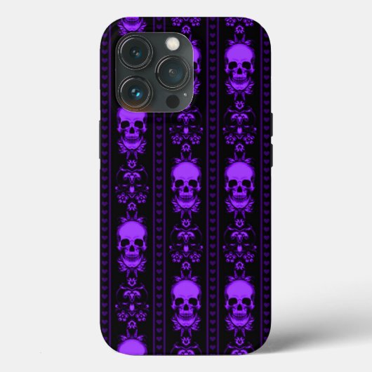 Zwarte en Paarse schedelstrepen Case-Mate iPhone Case (Achterkant)