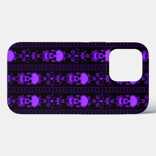 Zwarte en Paarse schedelstrepen Case-Mate iPhone Case (Achterkant (horizontaal))