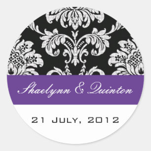 Zwarte en Paarse Sticker van het Damask Wedding