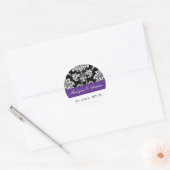 Zwarte en Paarse Sticker van het Damask Wedding (Envelop)