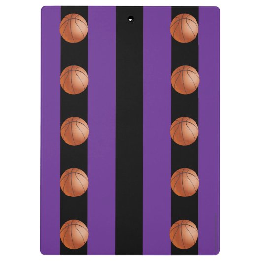 Zwarte en Paarse streep Basketball Coach Hartelijk Klembord (Achterkant)