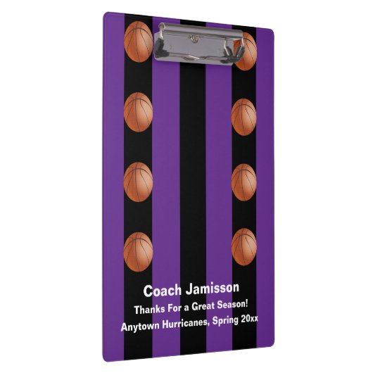Zwarte en Paarse streep Basketball Coach Hartelijk Klembord (Rechts)