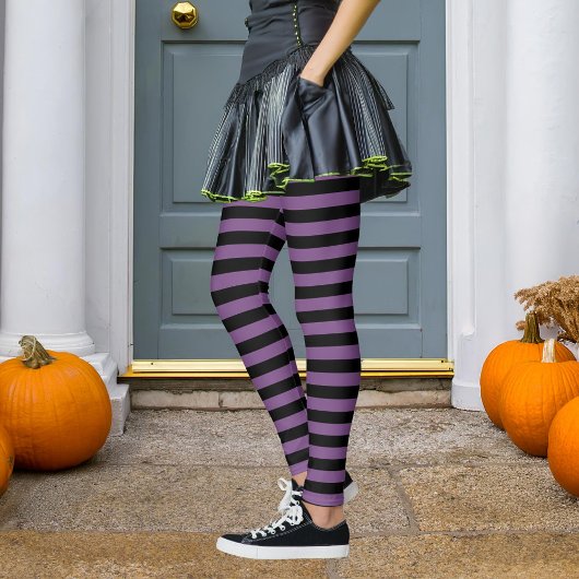 Zwarte en Paarse stripper met heks Halloween Leggings