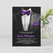 Zwarte en Paarse Tuxedo verjaardagsevenement Kaart (Staand voorkant)