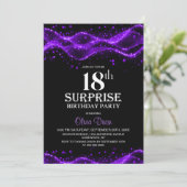 Zwarte en Paarse verrassingen 18e verjaardagsfeest Kaart (Staand voorkant)