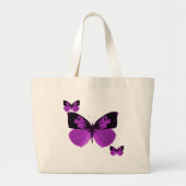 Zwarte en Paarse vlindertas Grote Tote Bag (Voorkant)