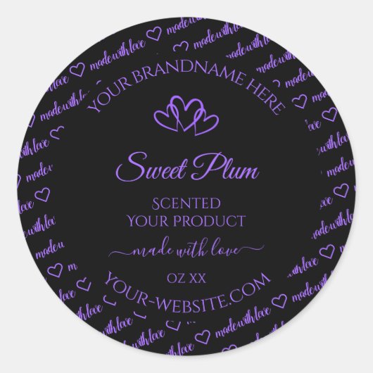 Zwarte en Paarse woorden Cloud Product Labels hart (Voorkant)