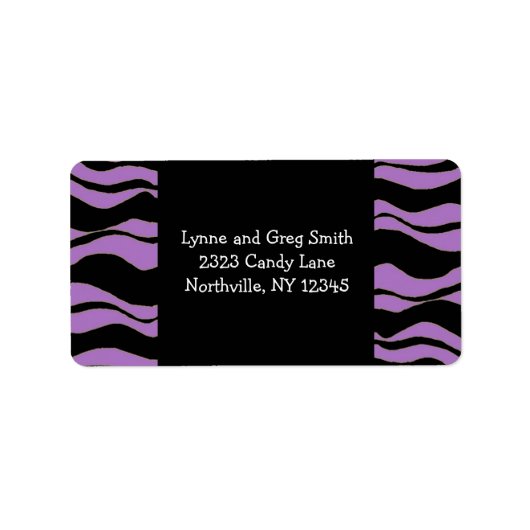 Zwarte en Paarse Zebra Pattern Etiket (Voorkant)