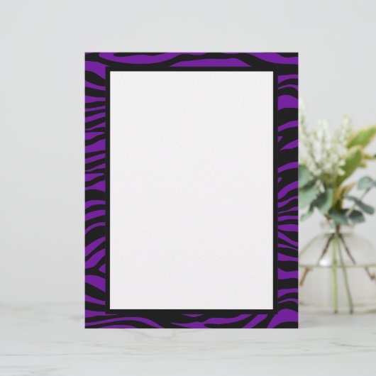 Zwarte en Paarse Zebra Print Gepersonaliseerd brie (Staand voorkant)