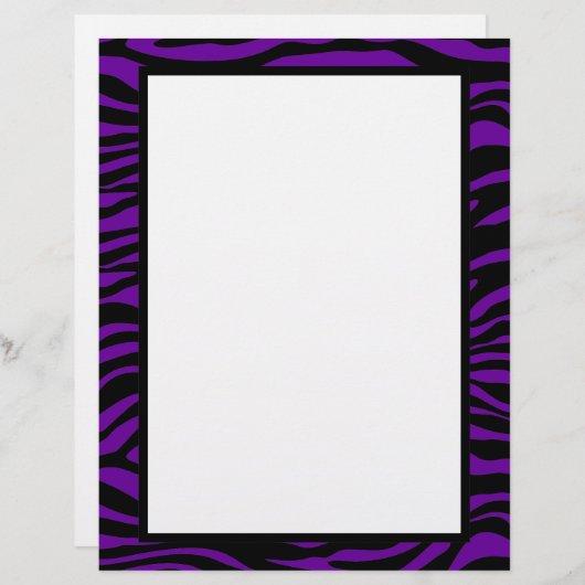 Zwarte en Paarse Zebra Print Gepersonaliseerd brie (Voorkant / Achterkant)