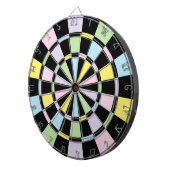 Zwarte en pastelkleuren dartbord (Voorkant Rechts)