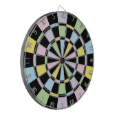Zwarte en pastelkleuren dartbord (Voorkant Links)