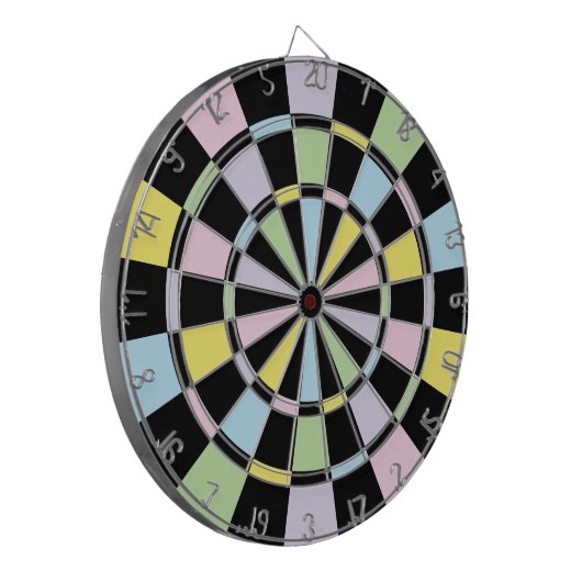 Zwarte en pastelkleuren dartbord (Voorkant Links)