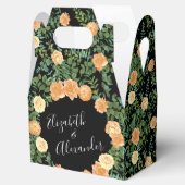 Zwarte en Peach Wedding Modern Floral Bedankdoosjes (Geopend)