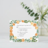 Zwarte en Peach Wedding Modern Floral Briefkaart (Staand voorkant)
