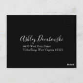 Zwarte en Peach Wedding Modern Floral Briefkaart (Achterkant)