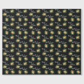 Zwarte en Peach Wedding Modern Floral Cadeaupapier (Vlak)