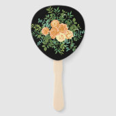 Zwarte en Peach Wedding Modern Floral Handwaaier (Achterkant)