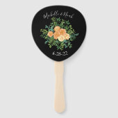 Zwarte en Peach Wedding Modern Floral Handwaaier (Voorkant)
