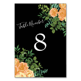 Zwarte en Peach Wedding Modern Floral Kaart