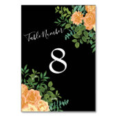 Zwarte en Peach Wedding Modern Floral Kaart (Voorkant)