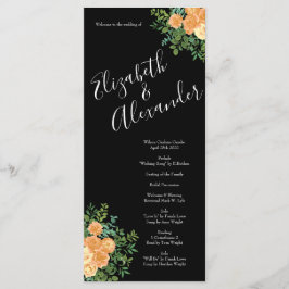 Zwarte en Peach Wedding Modern Floral Menu