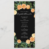 Zwarte en Peach Wedding Modern Floral Menu (Voorkant)