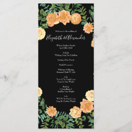 Zwarte en Peach Wedding Modern Floral Menu