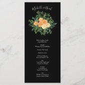 Zwarte en Peach Wedding Modern Floral Menu (Voorkant)