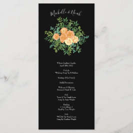 Zwarte en Peach Wedding Modern Floral Menu