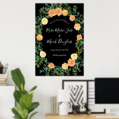 Zwarte en Peach Wedding Modern Floral Poster (Thuiskantoor)