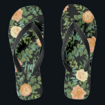Zwarte en Peach Wedding Modern Floral Teenslippers<br><div class="desc">Mooie zwarte en perzikse moderne florale bruiloft is een prachtig,  donker elegant huwelijksontwerp!</div>
