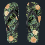 Zwarte en Peach Wedding Modern Floral Teenslippers<br><div class="desc">Mooie zwarte en perzikse moderne florale bruiloft is een prachtig,  donker elegant huwelijksontwerp!</div>