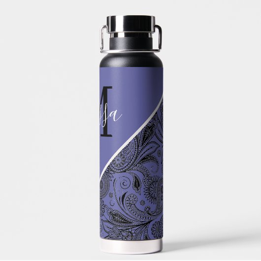 Zwarte en peri paisley waterfles (Achterkant)