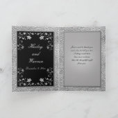 Zwarte en Pewter Bloemen Bedankkaart met Foto (Binnen)