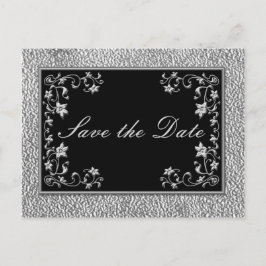 Zwarte en Pewter Floral sparen het Briefkaart van 