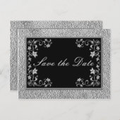 Zwarte en Pewter Floral sparen het Briefkaart van (Voorkant / Achterkant)