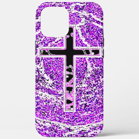 ZWARTE EN PINKROSS MET PAARSE ACHTERGROND Case-Mate iPhone CASE (Achterkant)