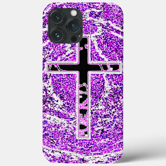 ZWARTE EN PINKROSS MET PAARSE ACHTERGROND Case-Mate iPhone CASE (Achterkant)