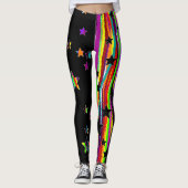 Zwarte en regenboog ster leggings (Voorkant)